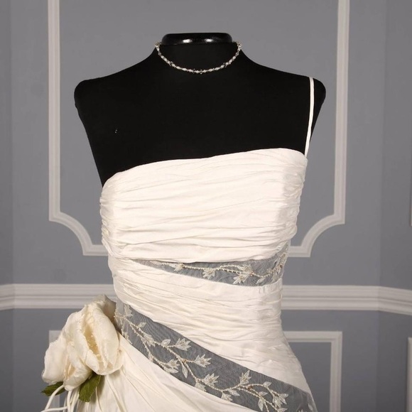 St. Pucchi Cream Silk Shantung Simone Z184 Aline Strapless Ivory Dress size 6 - Picture 6 of 9